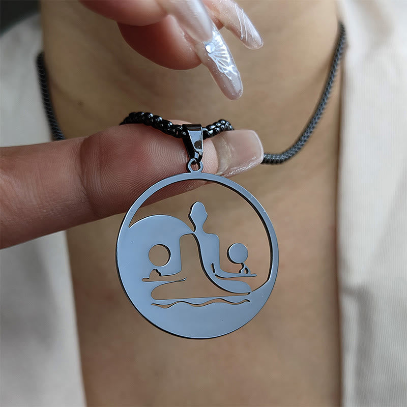 Collar con colgante de equilibrio de acero inoxidable con diseño hueco de Buddha Stones Yin Yang y piedras de Buda - image 10