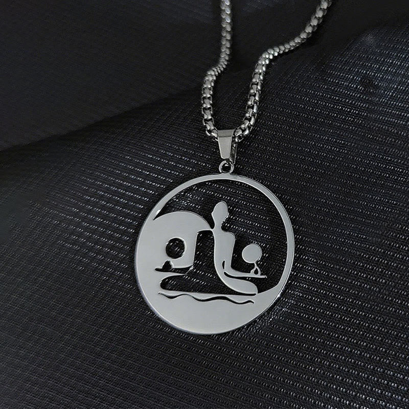 Collar con colgante de equilibrio de acero inoxidable con diseño hueco de Buddha Stones Yin Yang y piedras de Buda - image 7