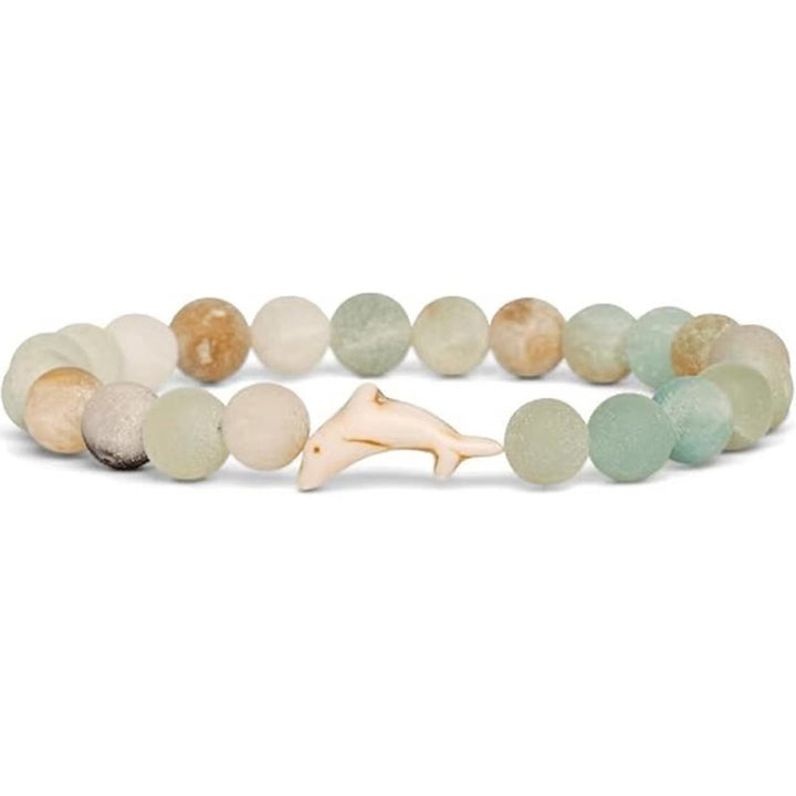 Pulsera de piedra natural Buddha Stones con ágata, turmalina y delfín craquelado - Amazonita (circunferencia de la muñeca: 15-18 cm) - image 7