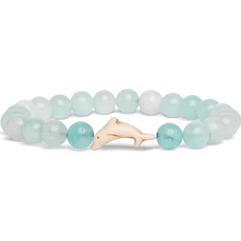 Pulsera de piedra natural Buddha Stones con ágata, turmalina y delfín craquelado - Turmalina azul (circunferencia de la muñeca: 15-18 cm) - image 5