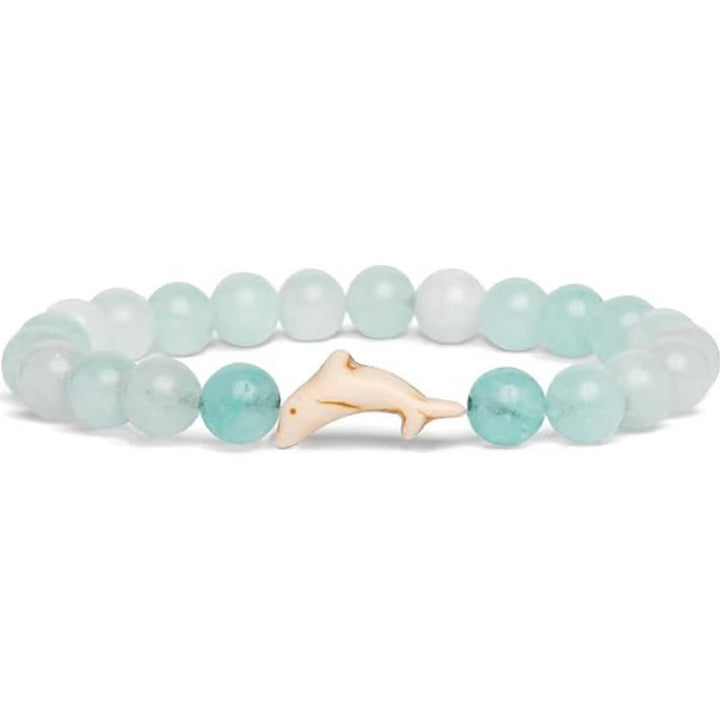 Pulsera de piedra natural Buddha Stones con ágata, turmalina y delfín craquelado - Turmalina azul (circunferencia de la muñeca: 15-18 cm) - image 5