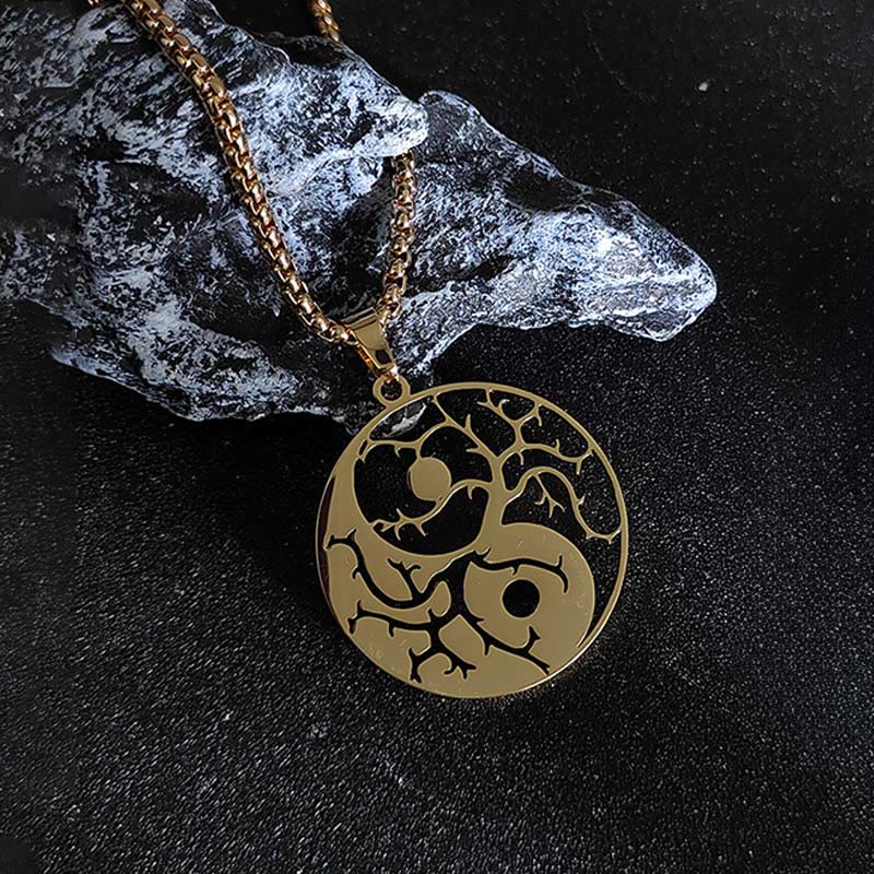 Colgante de acero inoxidable con diseño de Yin Yang, ramas y Buddha Stones. - image 6