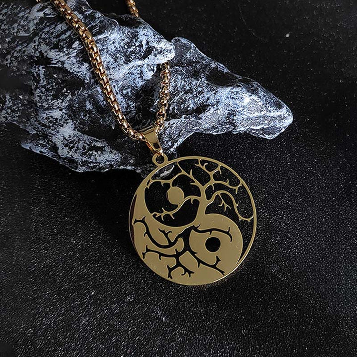 Colgante de acero inoxidable con diseño de Yin Yang, ramas y Buddha Stones. - image 6