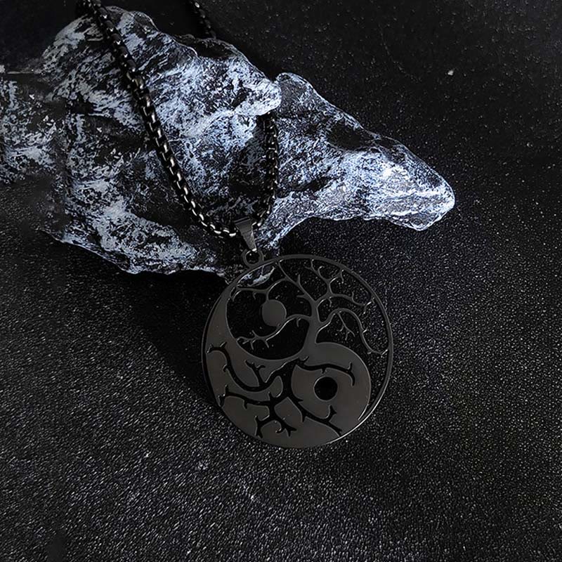 Colgante de acero inoxidable con diseño de Yin Yang, ramas y Buddha Stones. - image 8