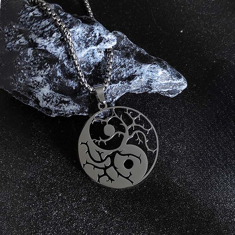 Colgante de acero inoxidable con diseño de Yin Yang, ramas y Buddha Stones. - image 3