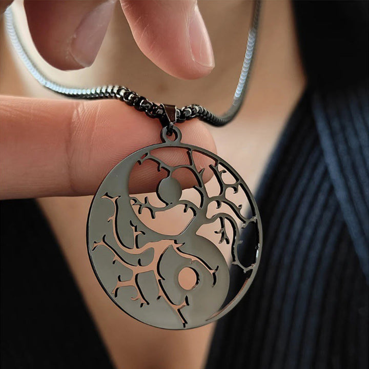 Colgante de acero inoxidable con diseño de Yin Yang, ramas y Buddha Stones. - image 9