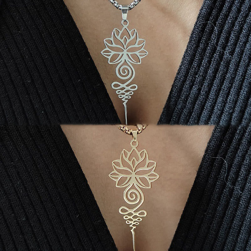 Collar colgante de acero inoxidable con diseño de símbolo de iluminación y chakras de loto y Buddha Stones. - image 11