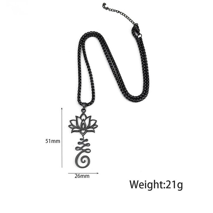 Collar con colgante de acero inoxidable con símbolo de chakra de Buddha Stones y diseño irregular de loto. - image 11