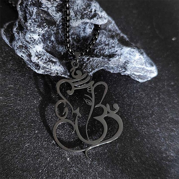 Collar con colgante de protección de acero inoxidable con elefante Ganesha y Buddha Stones - Negro - image 8