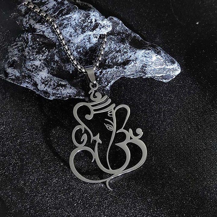 Collar con colgante de protección de acero inoxidable con elefante Ganesha y Buddha Stones - image 3