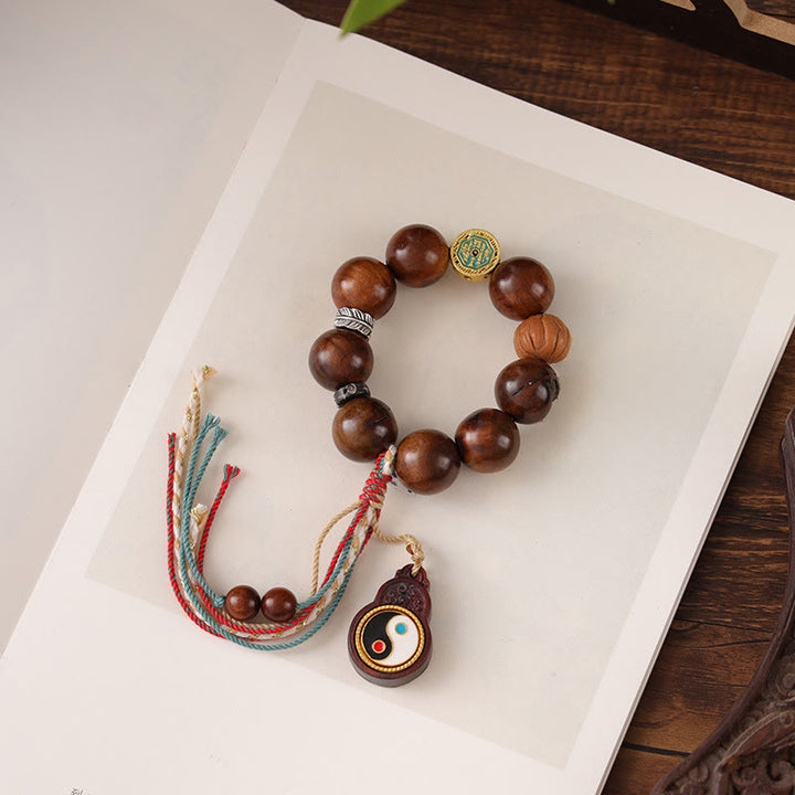 Pulsera de la suerte Yin Yang de madera de azufaifo con rayo tibetano y Buddha Stones - image 9