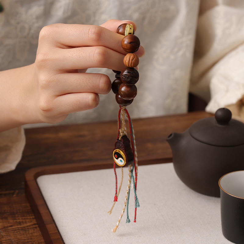 Pulsera de la suerte Yin Yang de madera de azufaifo con rayo tibetano y Buddha Stones - image 10