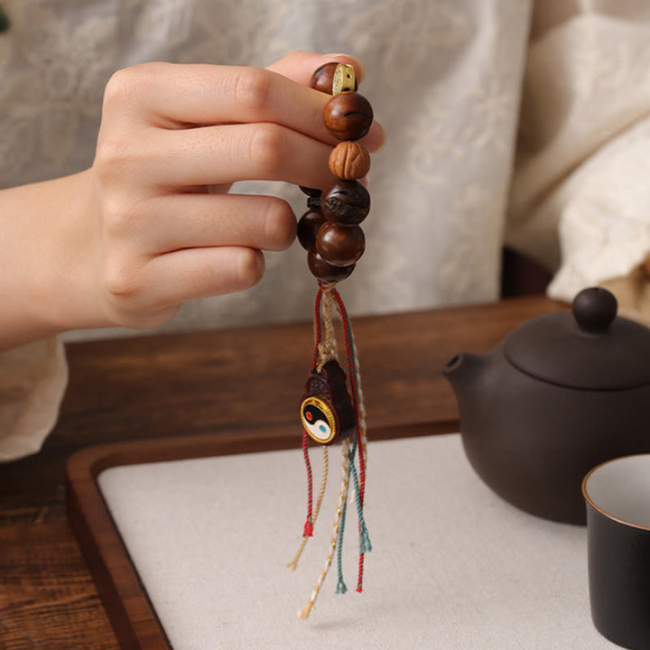 Pulsera de la suerte Yin Yang de madera de azufaifo con rayo tibetano y Buddha Stones - image 10