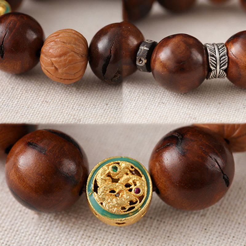 Pulsera de la suerte Yin Yang de madera de azufaifo con rayo tibetano y Buddha Stones - image 12