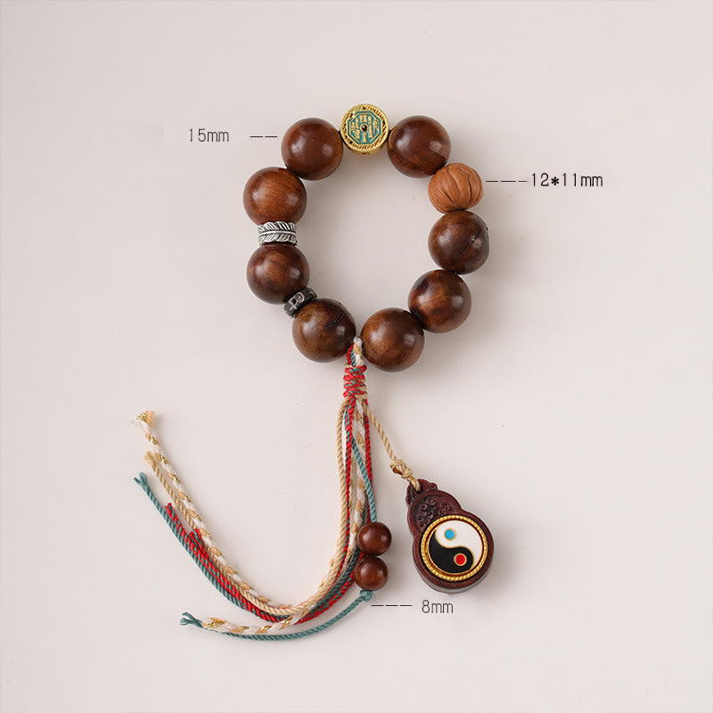 Pulsera de la suerte Yin Yang de madera de azufaifo con rayo tibetano y Buddha Stones - image 8