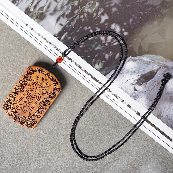Collar con colgante de protección Bagua Yin Yang con dragón de madera de azufaifo impactado por un rayo y Buddha Stones - image 3