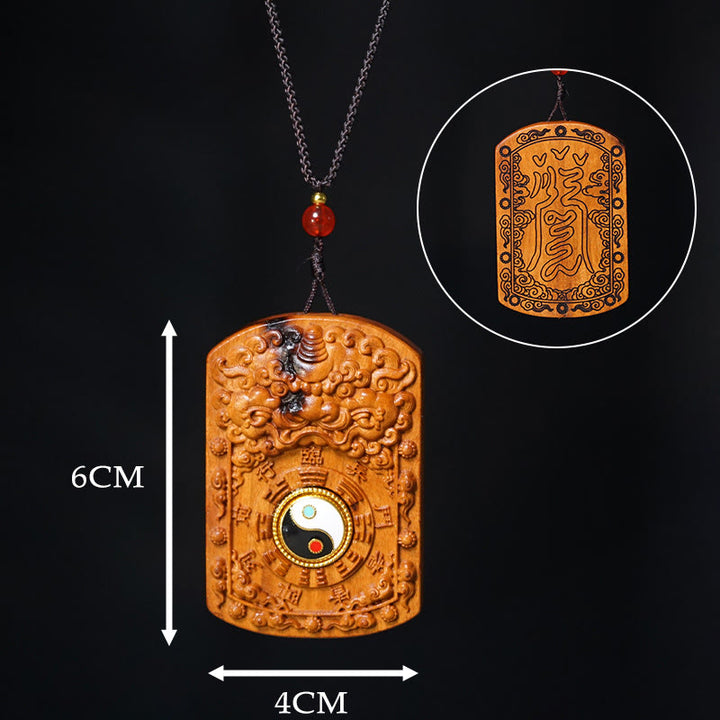 Collar con colgante de protección Bagua Yin Yang con dragón de madera de azufaifo impactado por un rayo y Buddha Stones - image 11