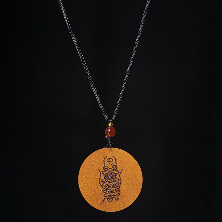 Buddha Stones Colgante de collar de la suerte Bagua Yin Yang de madera de azufaifo impactado por un rayo - image 11