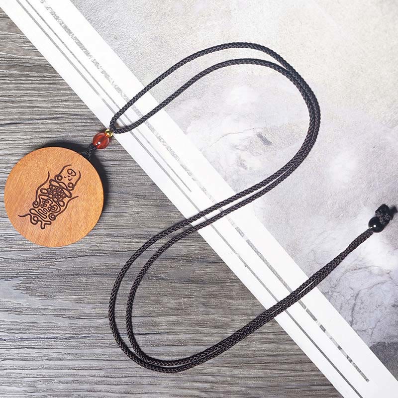 Buddha Stones Colgante de collar de la suerte Bagua Yin Yang de madera de azufaifo impactado por un rayo - image 10