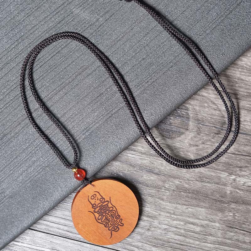 Buddha Stones Colgante de collar de la suerte Bagua Yin Yang de madera de azufaifo impactado por un rayo - image 5