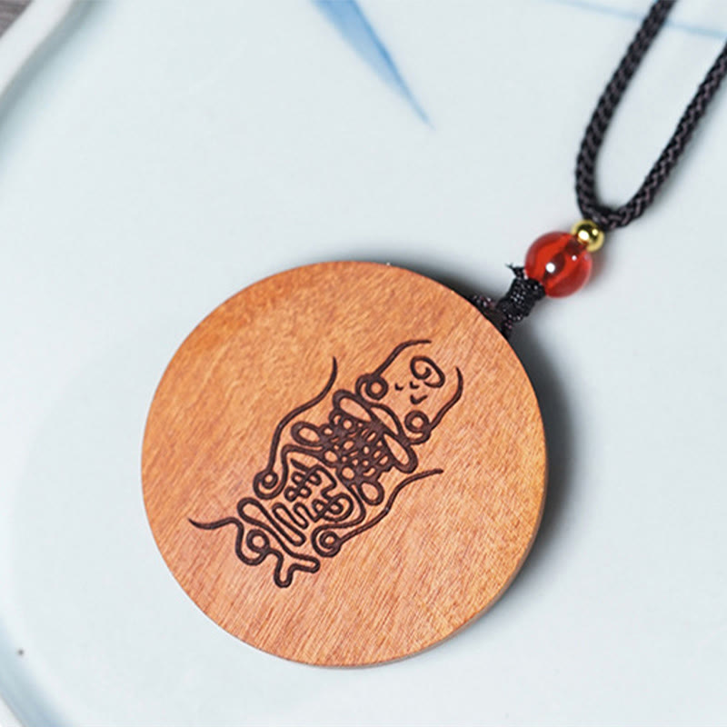 Buddha Stones Colgante de collar de la suerte Bagua Yin Yang de madera de azufaifo impactado por un rayo - image 13