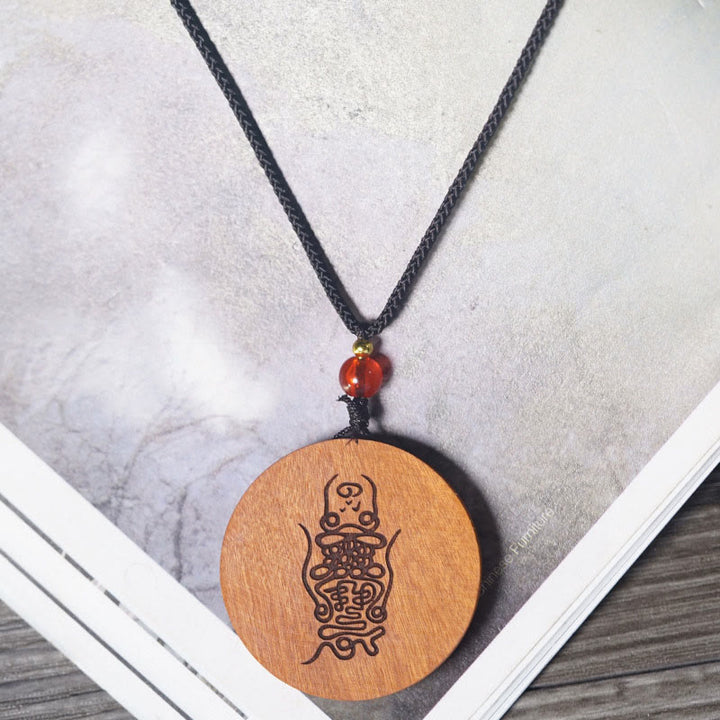 Buddha Stones Colgante de collar de la suerte Bagua Yin Yang de madera de azufaifo impactado por un rayo - image 12