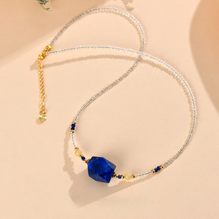 Collar con colgante de meditación curativa de lapislázuli y lazurita de cristal blanco de Buddha Stones - image 2