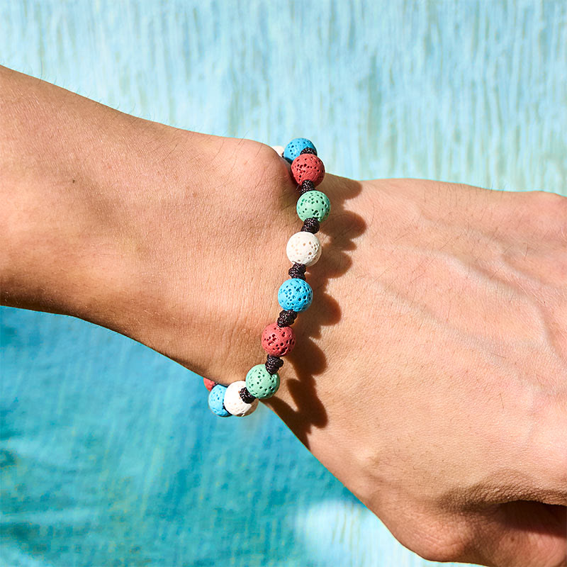 Pulsera de soporte de roca de lava colorida con Buddha Stones - image 12