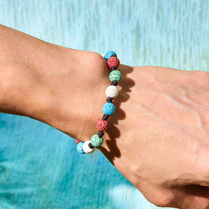 Pulsera de soporte de roca de lava colorida con Buddha Stones - image 12