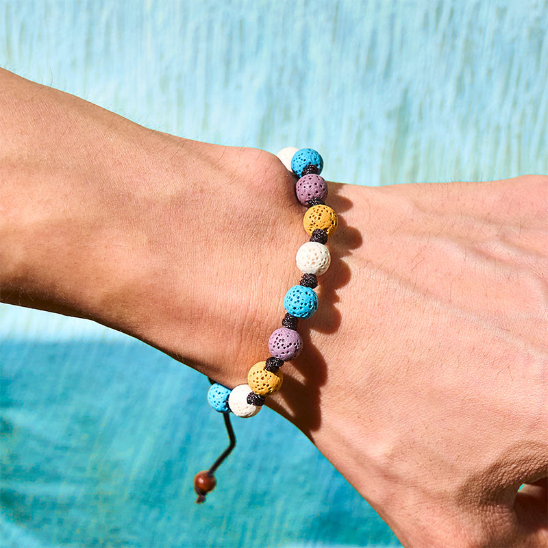 Pulsera de soporte de roca de lava colorida con Buddha Stones - image 17