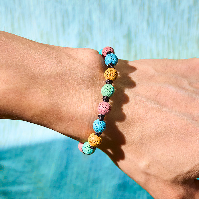Pulsera de soporte de roca de lava colorida con Buddha Stones - image 8