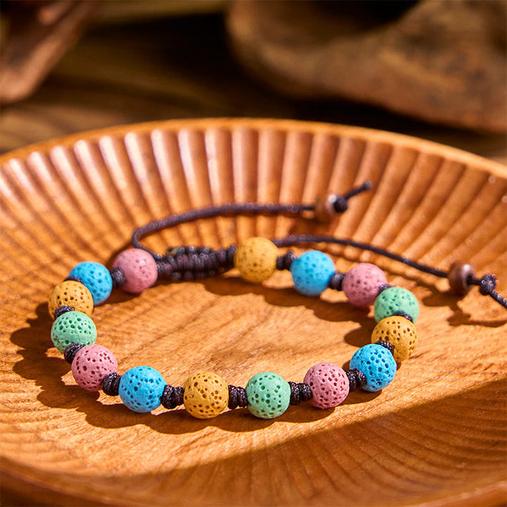 Pulsera de soporte de roca de lava colorida con Buddha Stones - image 9