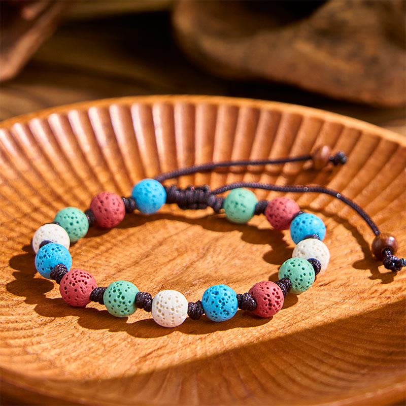 Pulsera de soporte de roca de lava colorida con Buddha Stones - image 13