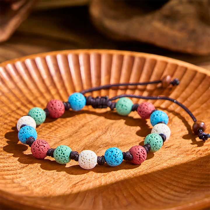 Pulsera de soporte de roca de lava colorida con Buddha Stones - image 13