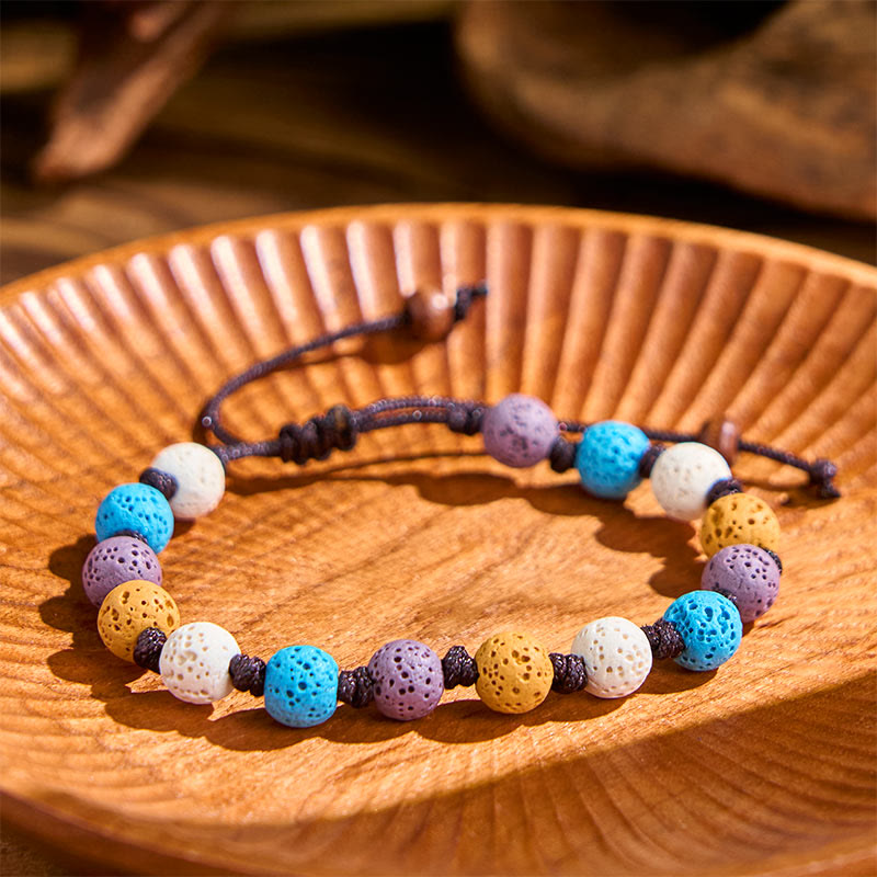 Pulsera de soporte de roca de lava colorida con Buddha Stones - image 16