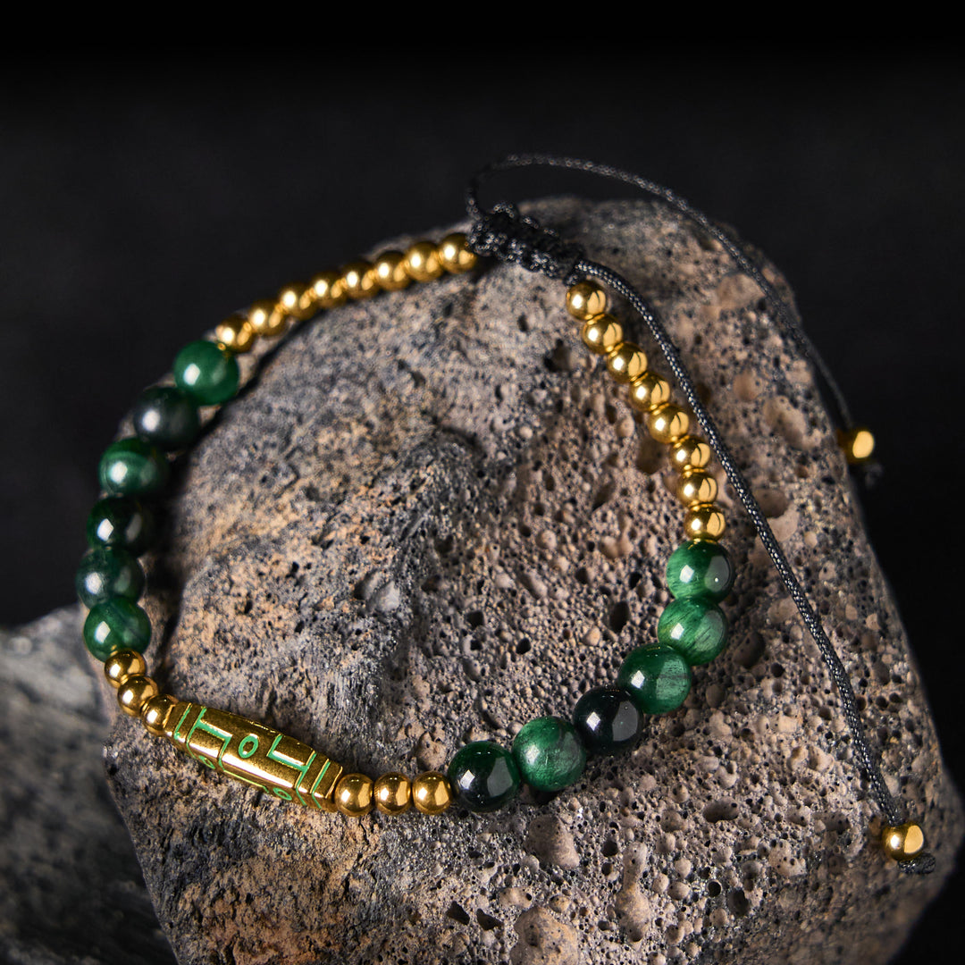 Pulsera de Buddha Stones y coraje - Ojo de tigre verde y acero de titanio (circunferencia de la muñeca: 15-21 cm) - image 10