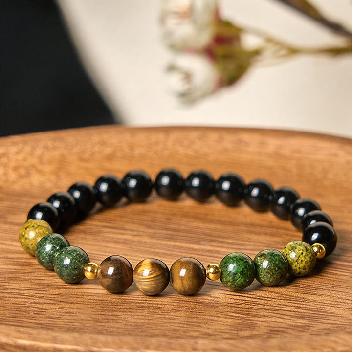 Pulsera de equilibrio de serenidad con cuentas de ojo de tigre turquesa y Buddha Stones - image 2