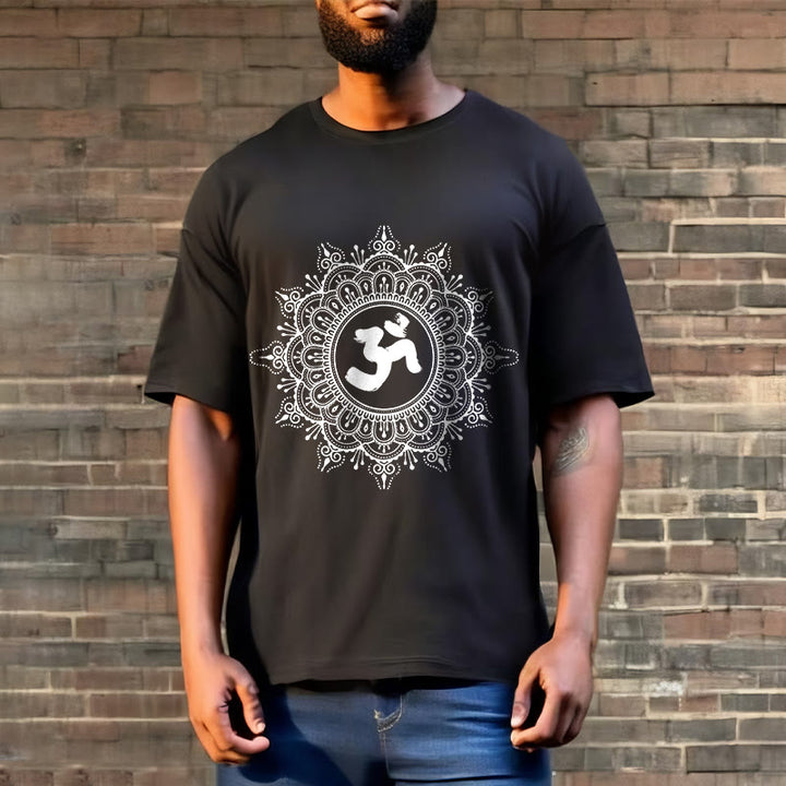 Camiseta de algodón con estampado de mandala y símbolo Om de Buddha Stones simétricas - image 6