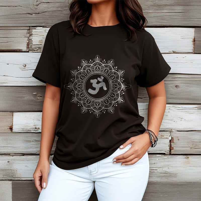 Camiseta de algodón con estampado de mandala y símbolo Om de Buddha Stones simétricas - image 7