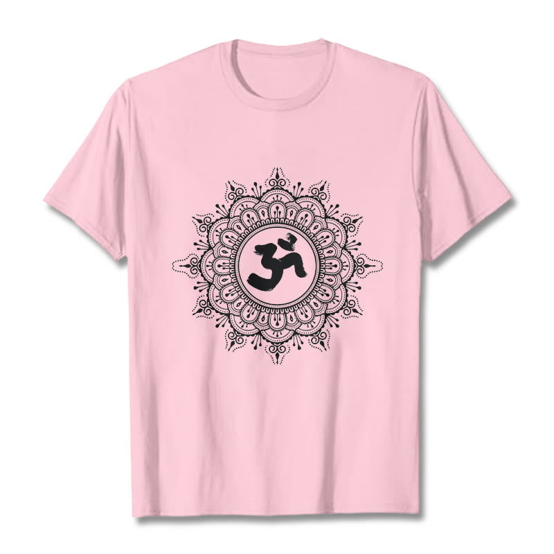 Camiseta de algodón con estampado de mandala y símbolo Om de Buddha Stones simétricas - Rosa claro - 2XL - image 13