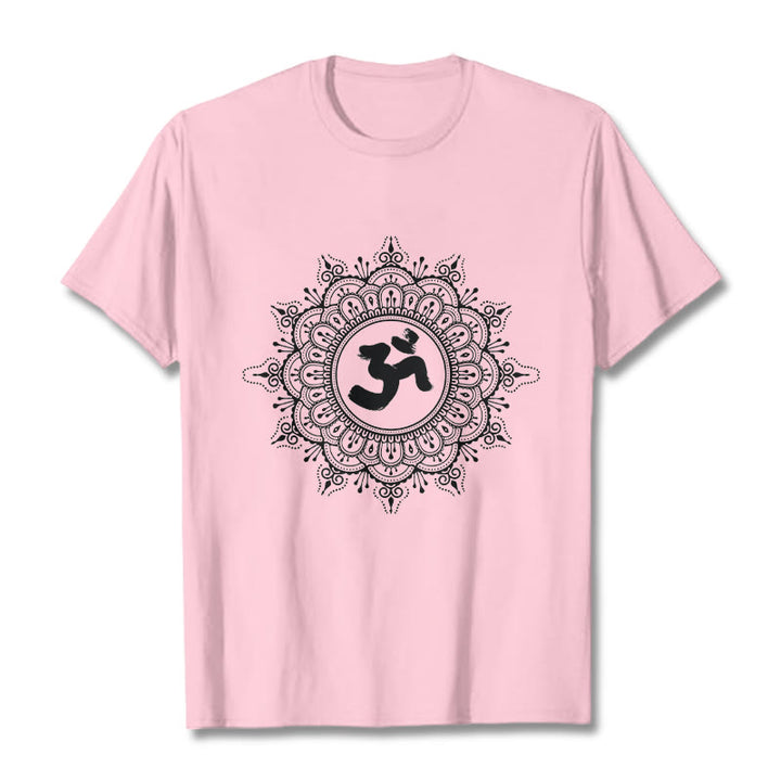 Camiseta de algodón con estampado de mandala y símbolo Om de Buddha Stones simétricas - Rosa claro - 2XL - image 13