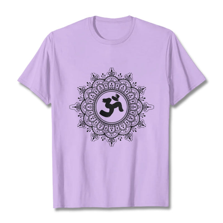 Camiseta de algodón con estampado de mandala y símbolo Om de Buddha Stones simétricas - Ciruela - 2XL - image 17
