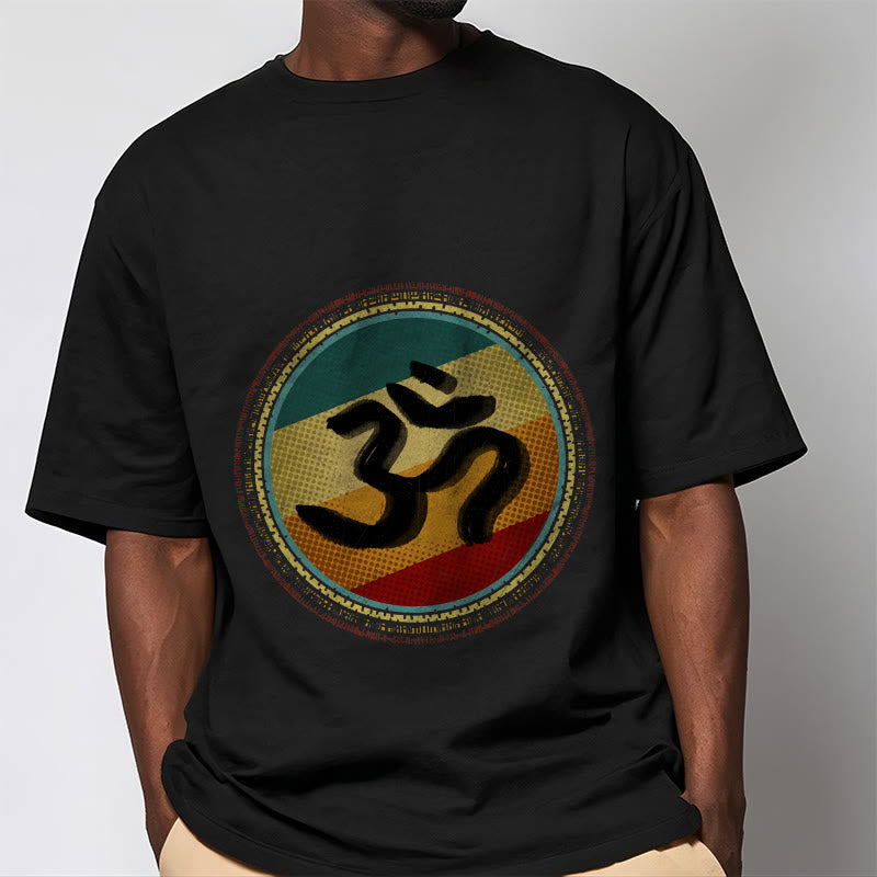Camiseta de algodón con símbolo Om y diseño de mandala circular simple con Buddha Stones en colores vibrantes - image 6