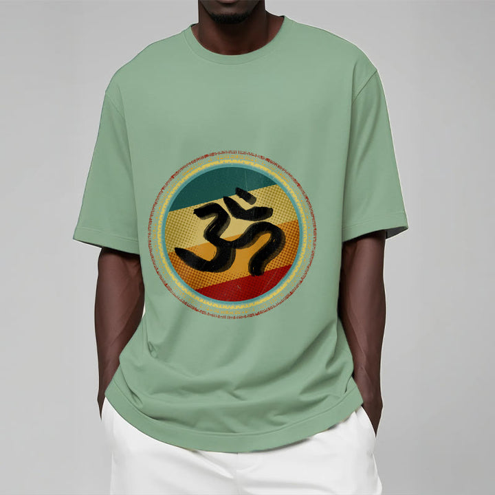 Camiseta de algodón con símbolo Om y diseño de mandala circular simple con Buddha Stones en colores vibrantes - image 16