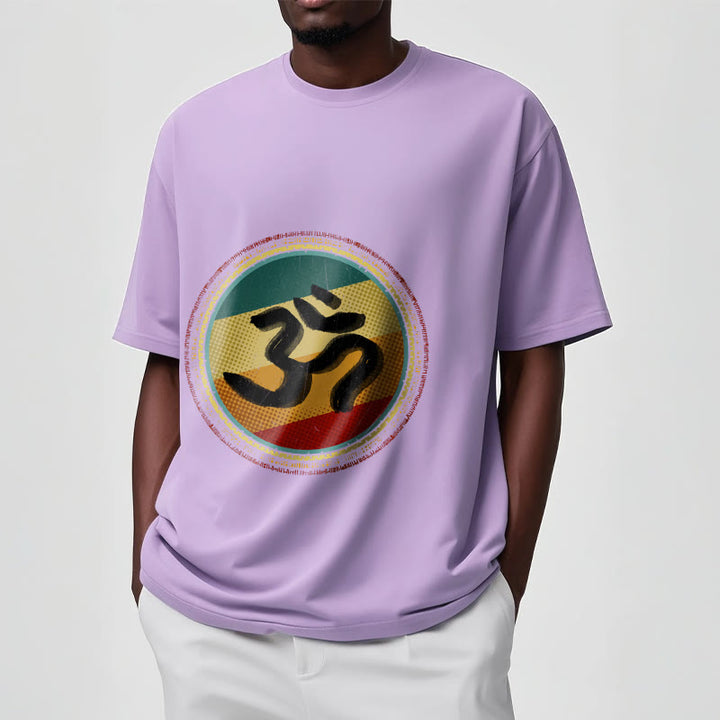 Camiseta de algodón con símbolo Om y diseño de mandala circular simple con Buddha Stones en colores vibrantes - image 18