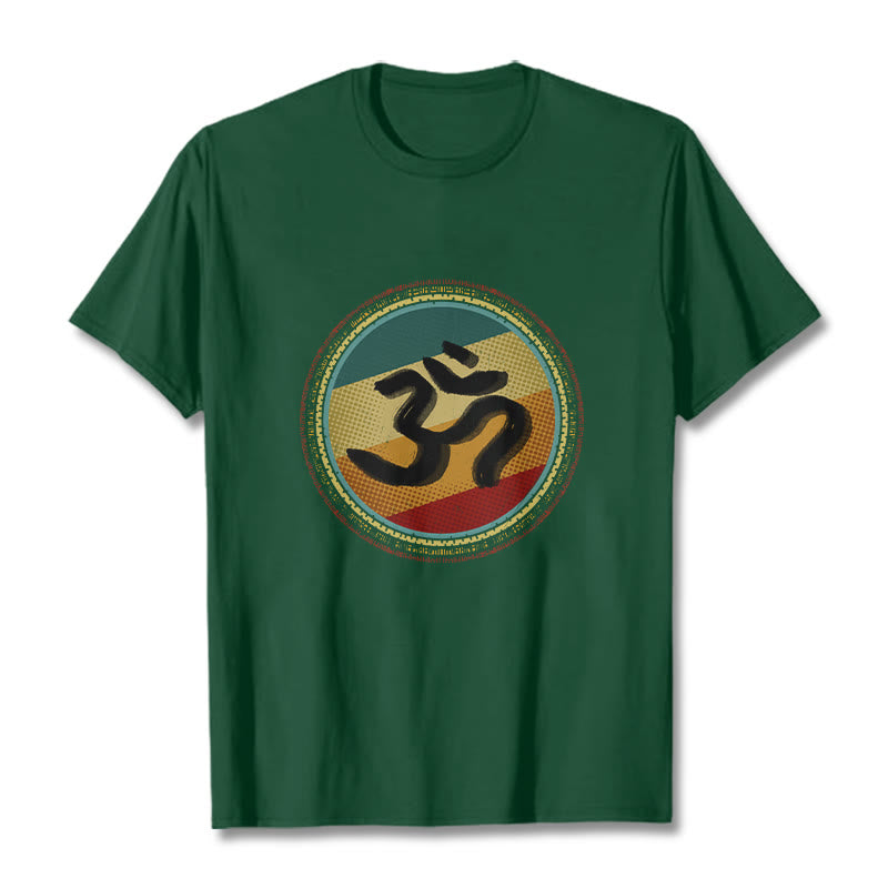 Camiseta de algodón con símbolo Om y diseño de mandala circular simple con Buddha Stones en colores vibrantes - Verde bosque - 2XL - image 11