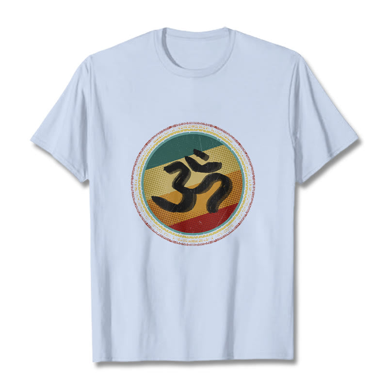 Camiseta de algodón con símbolo Om y diseño de mandala circular simple con Buddha Stones en colores vibrantes - Cian claro - 2XL - image 19