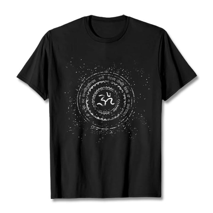 Camiseta de algodón con estampado de mantra y símbolo Buddha Stones - Negro - 2XL - image 4
