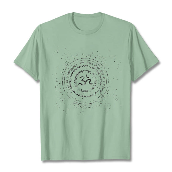 Camiseta de algodón con estampado de mantra y símbolo Buddha Stones - Verde pálido - 2XL - image 14