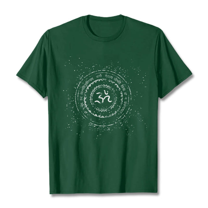 Camiseta de algodón con estampado de mantra y símbolo Buddha Stones - Verde bosque - 2XL - image 11